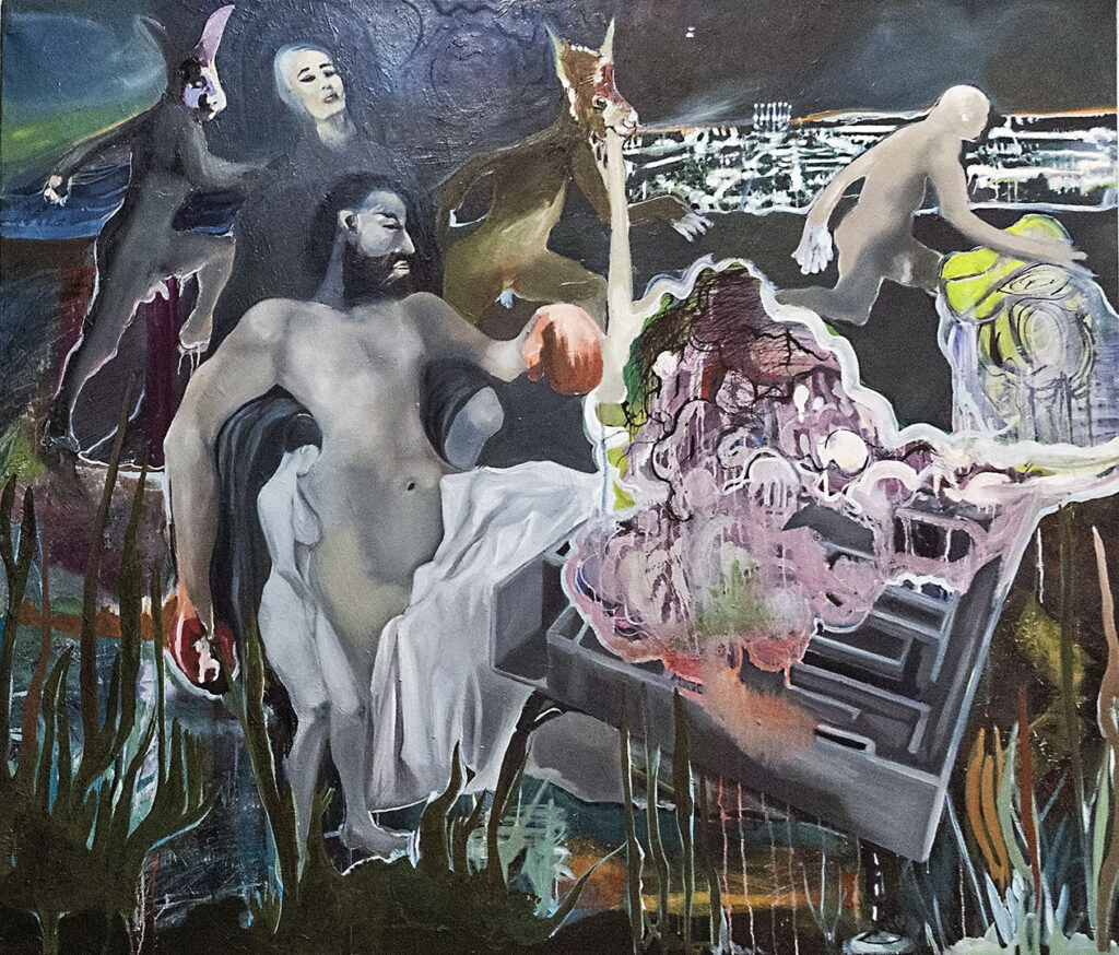 If only they knew, ink, oil on canvas, 150x129cm