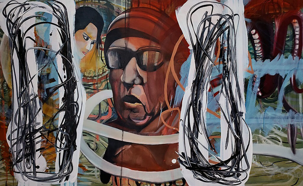 Kurosava, rubber emulsion, oil on canvas, 92x147cm