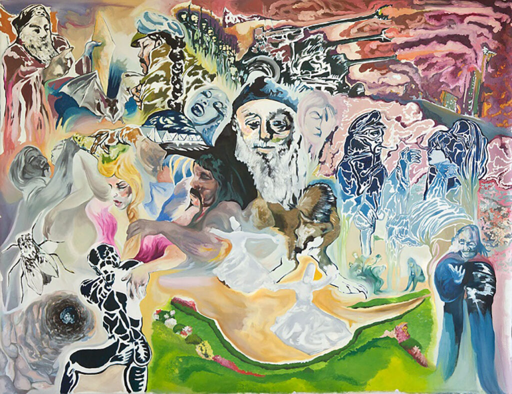 Sex drive, what it does women Laughter and Substance of Masculinity, oil on canvas, 206x159cm, Everything is All series