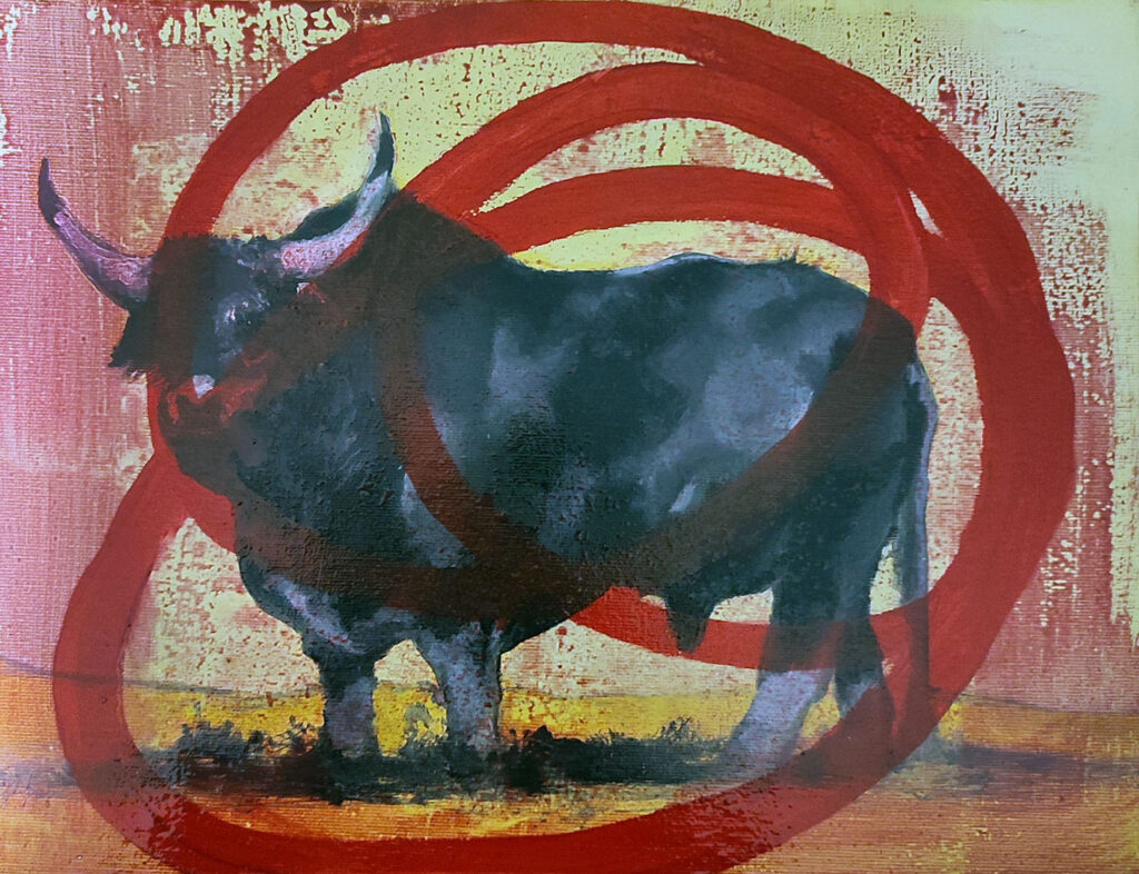 The bull, oil on canvas board, 30x40cm
