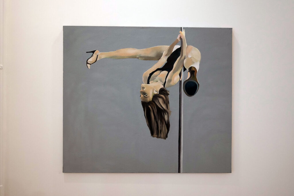 Helicopter, oil on canvas, installation view