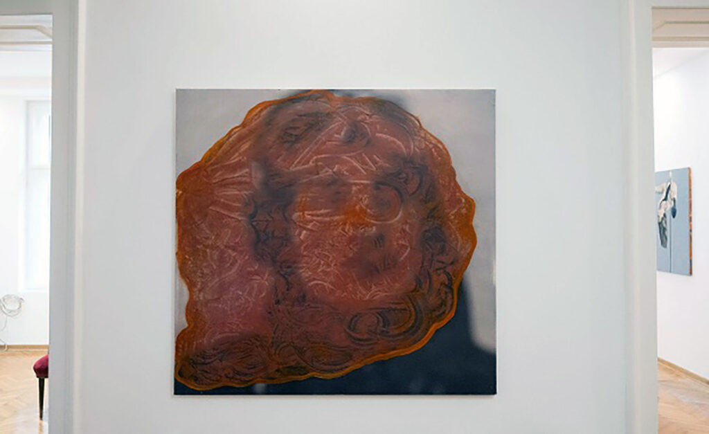 Sky Keepers, print, oil on pvc tarpaulin, installation view